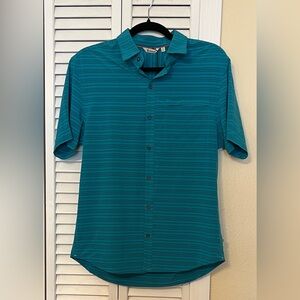 NWT Cotopaxi Men’s Cambio Button Up Shirt Mineral Blue Stripes Sz S MSRP $80